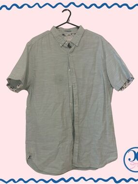 Denim & Flower Short-Sleeve Button-Down Shirt - Light Green